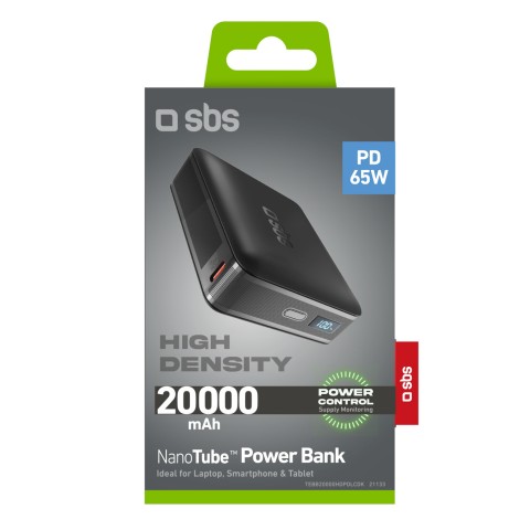 
Nešiojamoji baterija su LCD ekranu 20000mAh USB-C 65W - juoda
