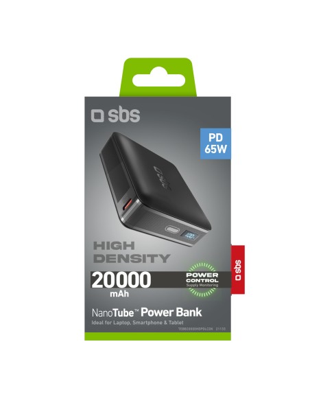 
Nešiojamoji baterija su LCD ekranu 20000mAh USB-C 65W - juoda
