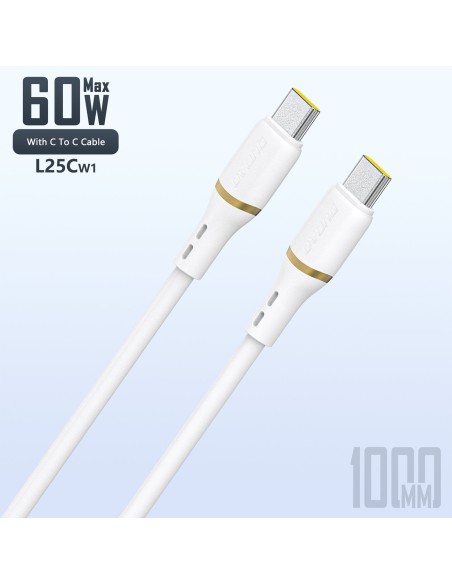 
USB-C 60W silikoninis kabelis 1m - baltas
