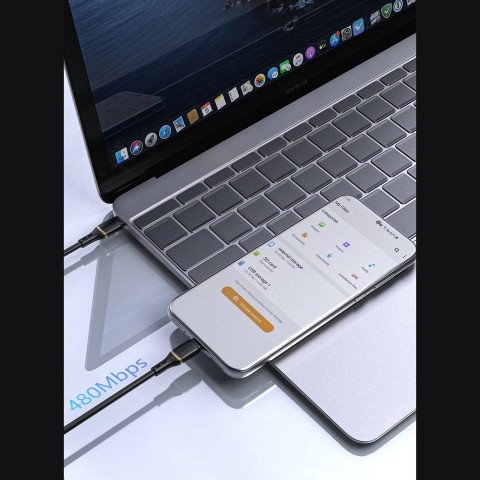 
USB-C 60W silikoninis kabelis 1m - baltas
