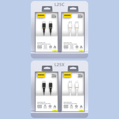 
USB-C 60W silikoninis kabelis 1m - baltas
