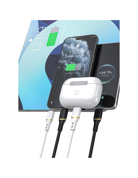 
Silikoninis kabelis USB-A - USB-C 5A 1m - baltas
