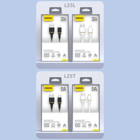 
Silikoninis kabelis USB-A - USB-C 5A 1m - baltas
