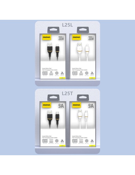 
Silikoninis kabelis USB-A - USB-C 5A 1m - baltas
