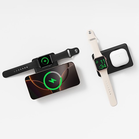 
2 viename išorinė baterija 10000mAh USB-C, skirta „iPhone“, „Apple Watch“, „MagSafe 27W“ su USB-C laidu – juoda
