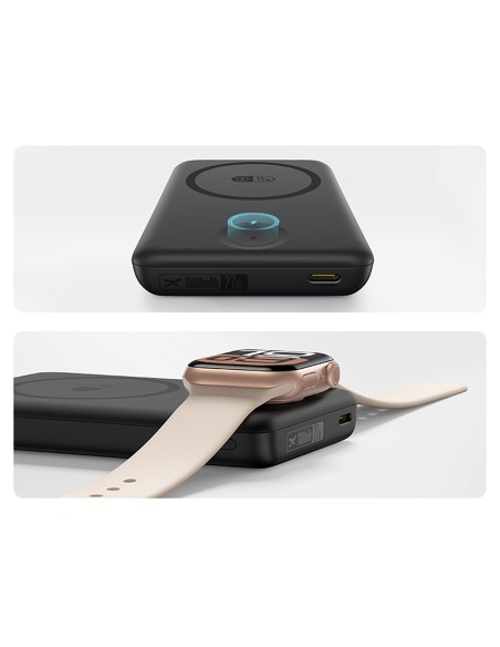 
2 viename išorinė baterija 10000mAh USB-C, skirta „iPhone“, „Apple Watch“, „MagSafe 27W“ su USB-C laidu – juoda
