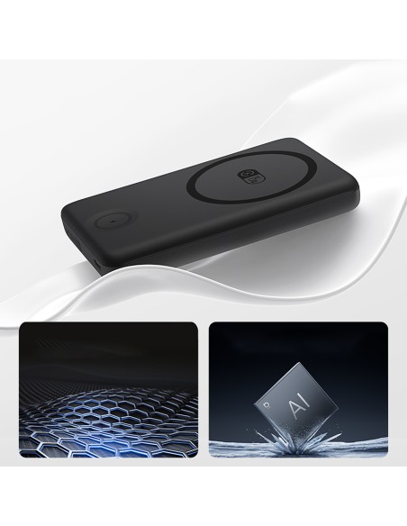 
2 viename išorinė baterija 10000mAh USB-C, skirta „iPhone“, „Apple Watch“, „MagSafe 27W“ su USB-C laidu – juoda
