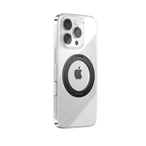 
„iPhone 16 Pro Max MagSafe“ dėklas su 360° žiediniu stovu – juodas
