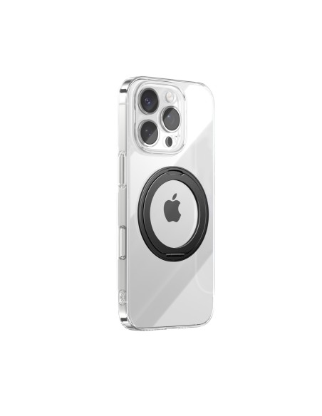 
„iPhone 16 Pro Max MagSafe“ dėklas su 360° žiediniu stovu – juodas
