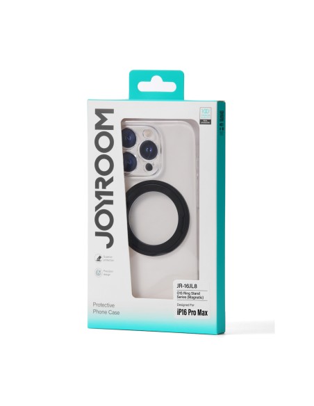 
„iPhone 16 Pro Max MagSafe“ dėklas su 360° žiediniu stovu – juodas
