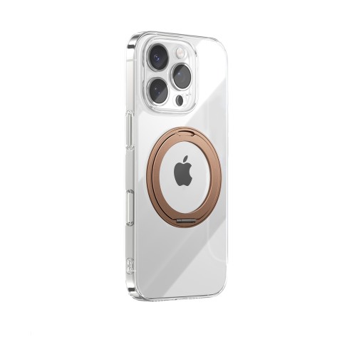 
„iPhone 16 Pro“ „MagSafe“ dėklas su 360° žiediniu stovu – auksinis
