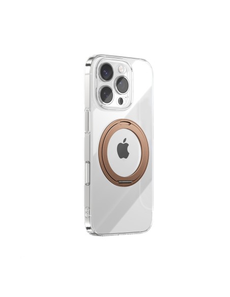 
„iPhone 16 Pro“ „MagSafe“ dėklas su 360° žiediniu stovu – auksinis
