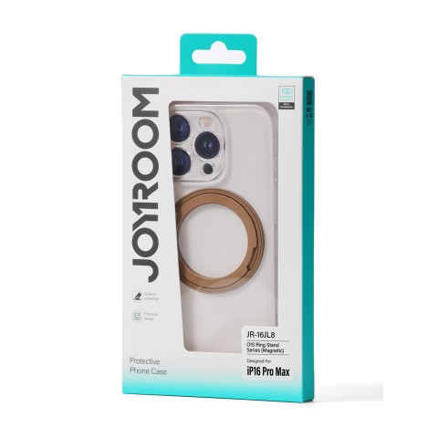 
„iPhone 16 Pro“ „MagSafe“ dėklas su 360° žiediniu stovu – auksinis
