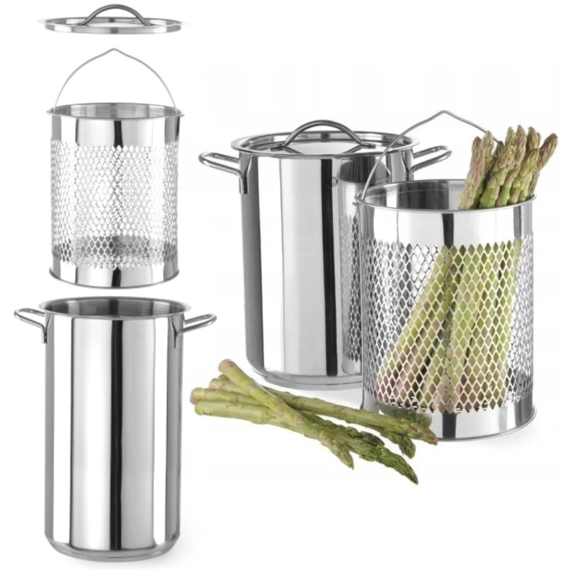 Šparagų makaronų puodas su dangčiu XL 5,5 l - Hendi 833100 Šparagų makaronų puodas su dangčiu XL 5,5 l - Hendi 833100