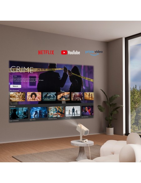 
Nešiojamas sulankstomas multimedijos projektorius su WiFi BT FullHD 1080p - smėlio spalvos

