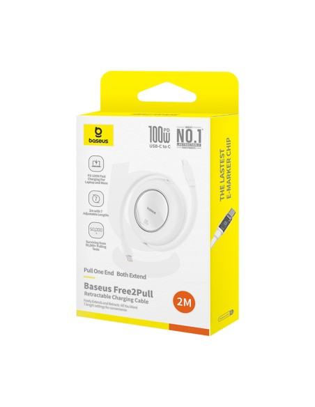 
Ištraukiamas USB-C laidas 100W 2m – baltas
