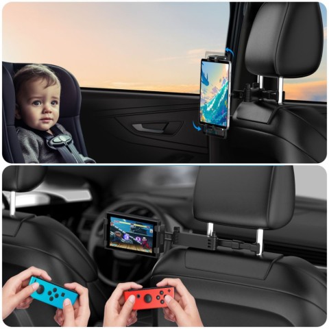 
Teleskopinis automobilio galvos atramos išmaniojo telefono laikiklis V1 - juodas
