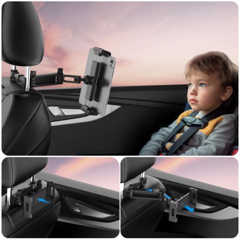 
Teleskopinis automobilio galvos atramos išmaniojo telefono laikiklis V1 - juodas

