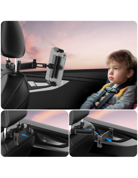 
Teleskopinis automobilio galvos atramos išmaniojo telefono laikiklis V1 - juodas
