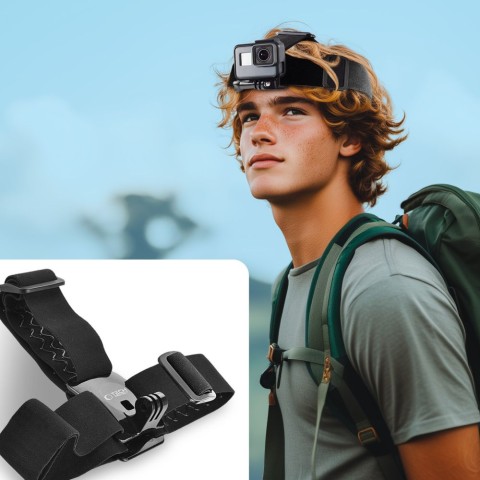 
Galvos juosta GoPro DJI GA100 veiksmo kameros tvirtinimui prie galvos - juoda
