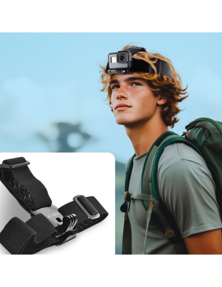 
Galvos juosta GoPro DJI GA100 veiksmo kameros tvirtinimui prie galvos - juoda
