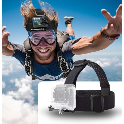 
Galvos juosta GoPro DJI GA100 veiksmo kameros tvirtinimui prie galvos - juoda
