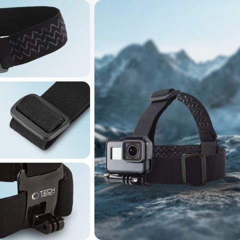 
Galvos juosta GoPro DJI GA100 veiksmo kameros tvirtinimui prie galvos - juoda
