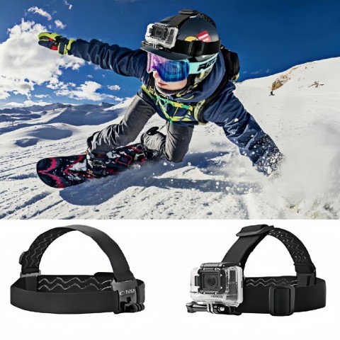 
Galvos juosta GoPro DJI GA100 veiksmo kameros tvirtinimui prie galvos - juoda
