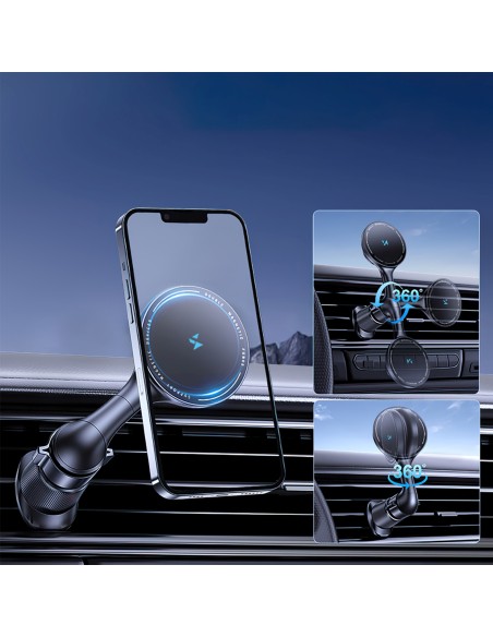
Automobilinis laikiklis su indukciniu telefono įkrovikliu, skirtas „Qi MagSafe 15W“ tinklui
