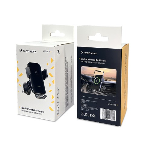 
Automobilinis laikiklis su indukciniu telefono įkrovikliu, skirtas grotelėms, 15 W - juodas
