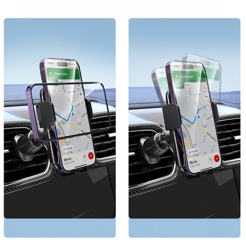 
Automobilinis laikiklis su indukciniu telefono įkrovikliu, skirtas grotelėms, 15 W - juodas
