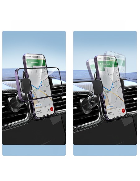 
Automobilinis laikiklis su indukciniu telefono įkrovikliu, skirtas grotelėms, 15 W - juodas
