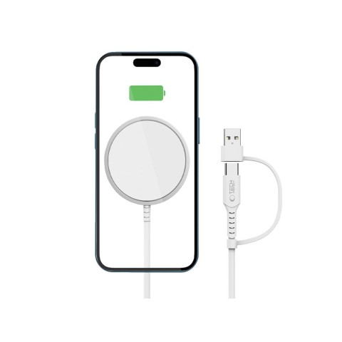 
QI15W-A44 MagSafe magnetinis belaidis išmaniojo telefono įkroviklis – baltas
