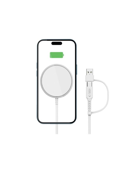 
QI15W-A44 MagSafe magnetinis belaidis išmaniojo telefono įkroviklis – baltas
