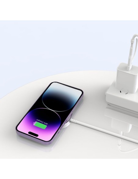 
QI15W-A44 MagSafe magnetinis belaidis išmaniojo telefono įkroviklis – baltas
