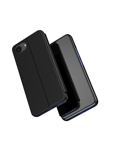 
„iPhone 16e“ skaidraus vaizdo dėklas su atverčiamu dangteliu – juodas
