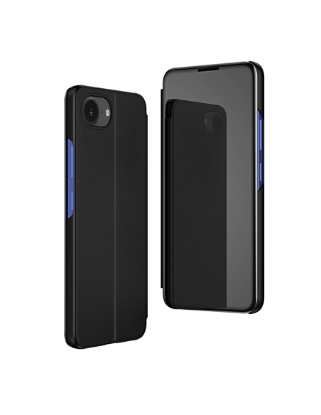 
„iPhone 16e“ skaidraus vaizdo dėklas su atverčiamu dangteliu – juodas
