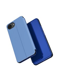 
„iPhone 16e“ skaidraus vaizdo dėklas su atverčiamu dangteliu – mėlynas
