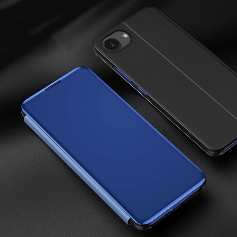 
„iPhone 16e“ skaidraus vaizdo dėklas su atverčiamu dangteliu – mėlynas
