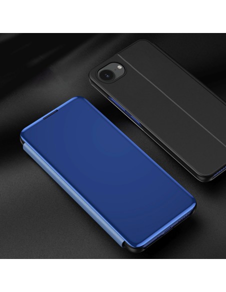 
„iPhone 16e“ skaidraus vaizdo dėklas su atverčiamu dangteliu – mėlynas
