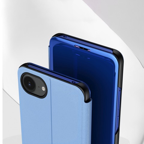 
„iPhone 16e“ skaidraus vaizdo dėklas su atverčiamu dangteliu – mėlynas
