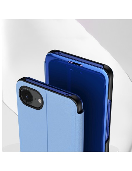 
„iPhone 16e“ skaidraus vaizdo dėklas su atverčiamu dangteliu – mėlynas

