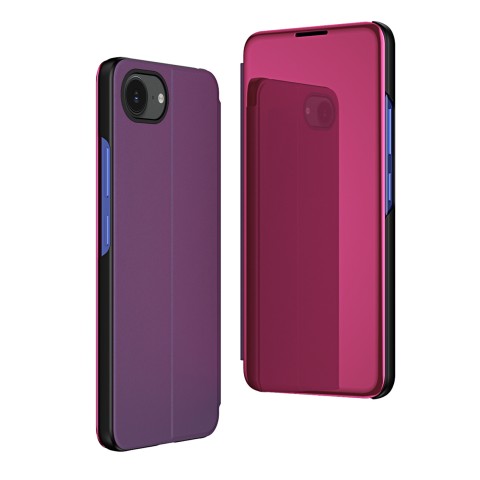 
„iPhone 16e“ skaidraus vaizdo dėklas su atverčiamu dangteliu – rožinis
