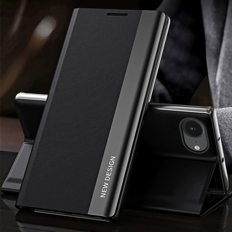 
„iPhone 16e Sleep Case Pro“ su atverčiamu stovu – juodas

