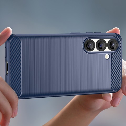 
Silikoninis „iPhone 16e“ galinis dėklas su anglies pluošto danga – mėlynas
