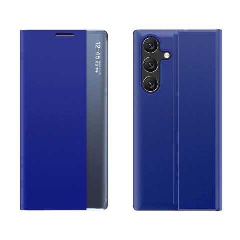
„Samsung Galaxy S25 Edge“ dėklas su atlenkiamu stovu, naujas miego dėklas – mėlynas
