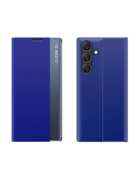 
„Samsung Galaxy S25 Edge“ dėklas su atlenkiamu stovu, naujas miego dėklas – mėlynas
