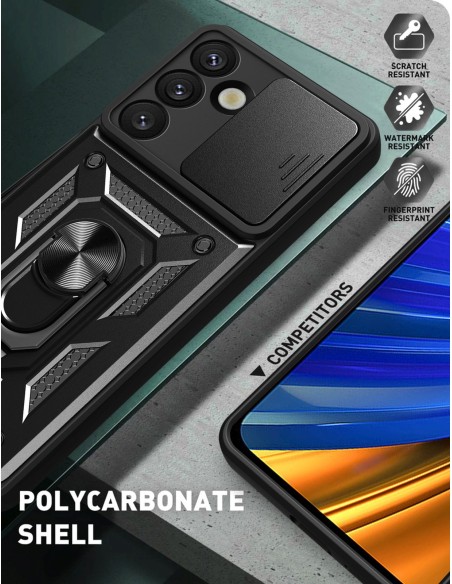 
Šarvuotas dėklas su stovu ir kameros dangteliu, skirtas „Samsung Galaxy S25 Edge Hybrid Armor Camshield“ - juodas
