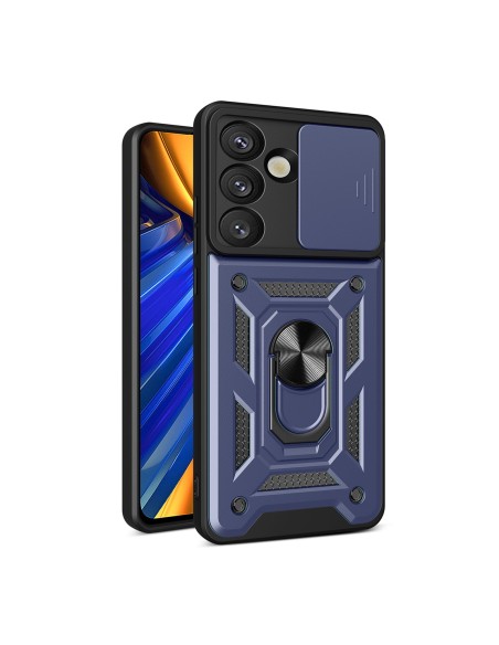
Šarvuotas dėklas su stovu ir kameros dangteliu, skirtas „Samsung Galaxy S25 Edge Hybrid Armor Camshield“ - mėlynas
