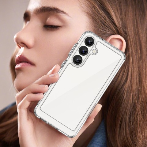 
„Samsung Galaxy S25 Edge“ kosmoso dėklas su lanksčiu rėmeliu – skaidrus
